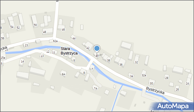 Stara Bystrzyca, Bystrzycka, 40, mapa Stara Bystrzyca