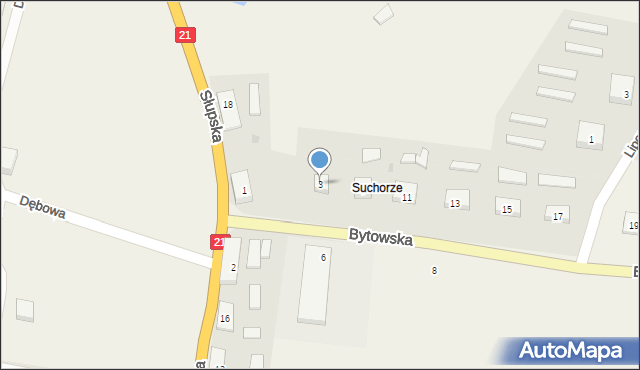 Suchorze, Bytowska, 3, mapa Suchorze