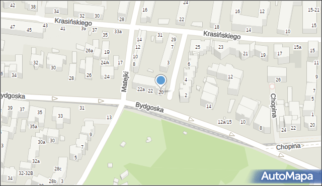 Toruń, Bydgoska, 20, mapa Torunia