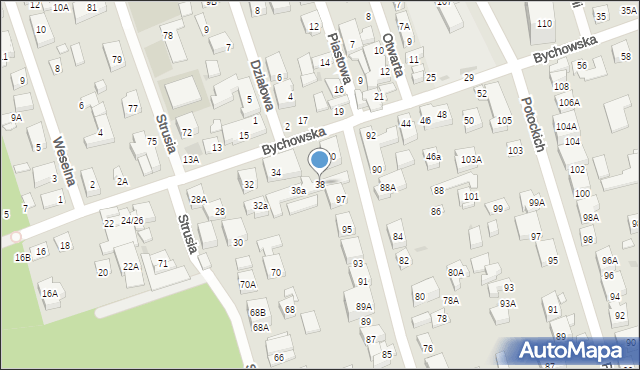 Warszawa, Bychowska, 38, mapa Warszawy