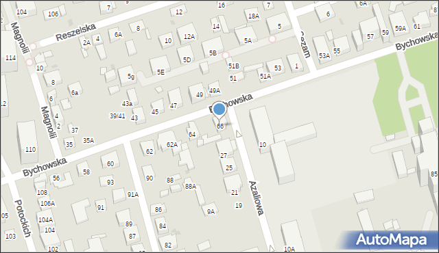 Warszawa, Bychowska, 66, mapa Warszawy