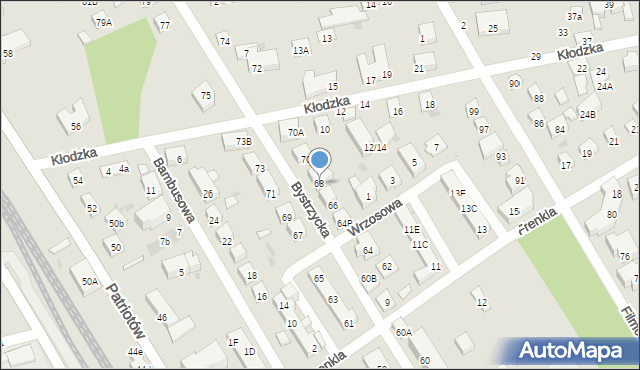 Warszawa, Bystrzycka, 68, mapa Warszawy