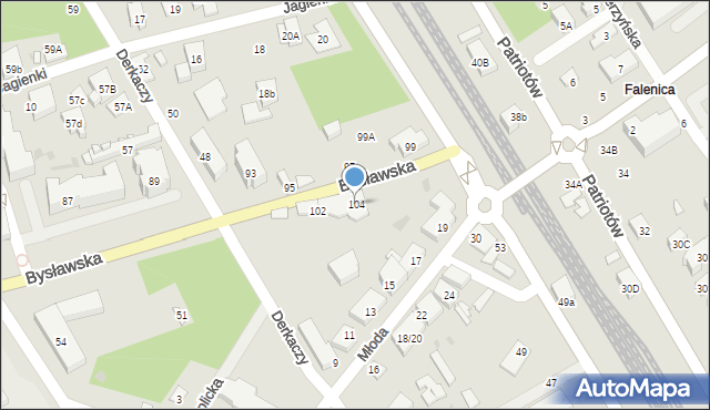 Warszawa, Bysławska, 104, mapa Warszawy