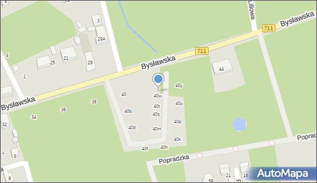 Warszawa, Bysławska, 40x, mapa Warszawy