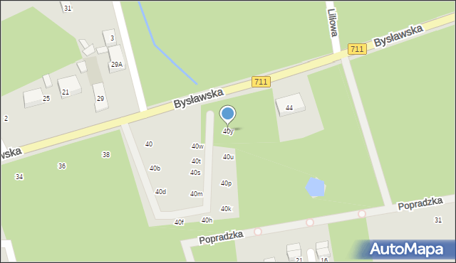 Warszawa, Bysławska, 40y, mapa Warszawy