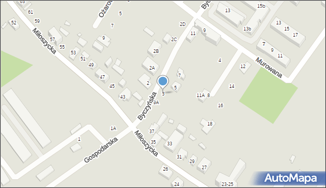 Wrocław, Byczyńska, 3, mapa Wrocławia