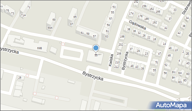 Wrocław, Bystrzycka, 55, mapa Wrocławia