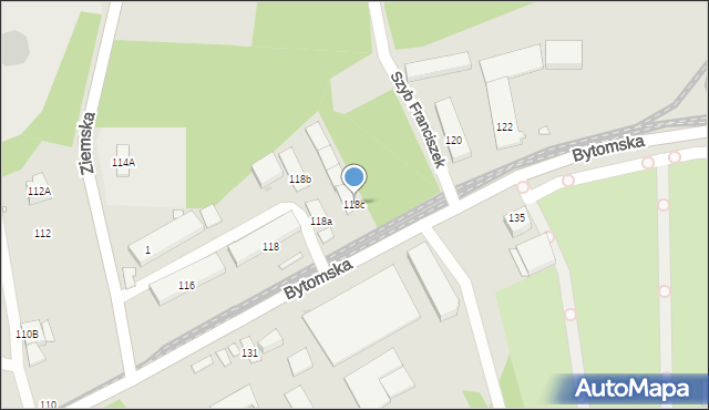 Zabrze, Bytomska, 118c, mapa Zabrza
