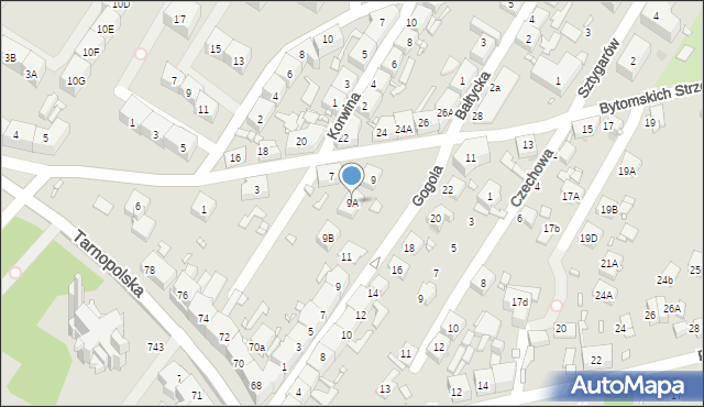 Zabrze, Bytomskich Strzelców, 9A, mapa Zabrza