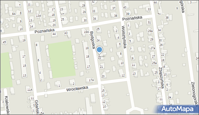Zbąszynek, Bydgoska, 22, mapa Zbąszynek