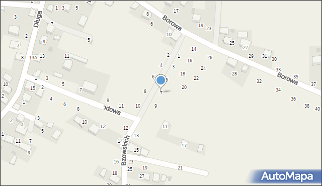 Będkowice, Bzowskich, 7, mapa Będkowice