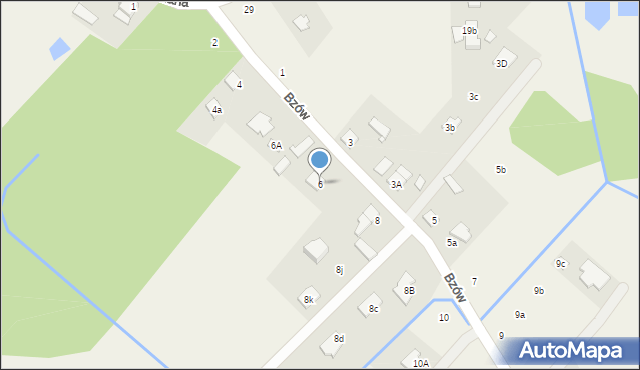 Biały Ług, Bzów, 6, mapa Biały Ług