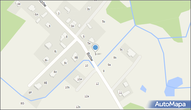 Biały Ług, Bzów, 7, mapa Biały Ług