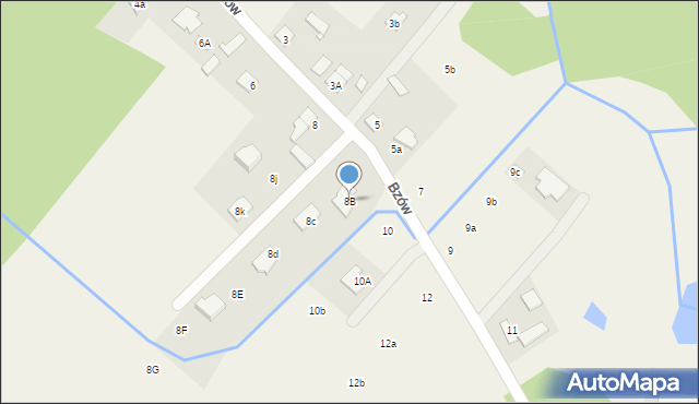 Biały Ług, Bzów, 8B, mapa Biały Ług