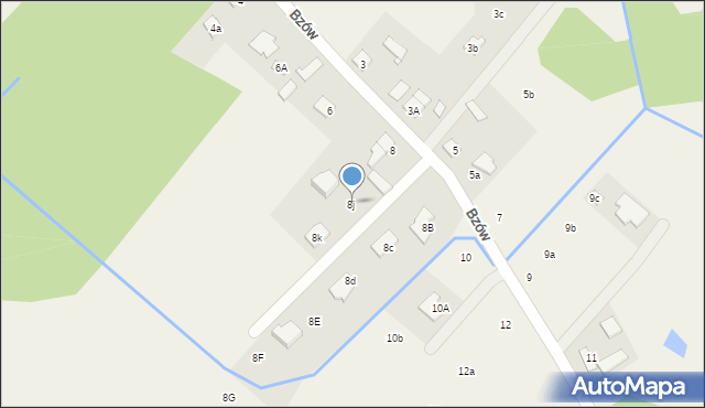 Biały Ług, Bzów, 8j, mapa Biały Ług