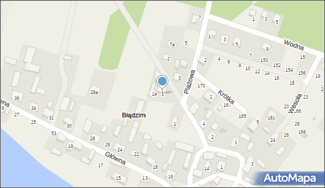 Błądzim, Bzowa, 1, mapa Błądzim