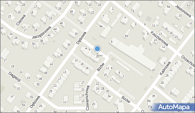 Koszalin, Bzów, 10, mapa Koszalina