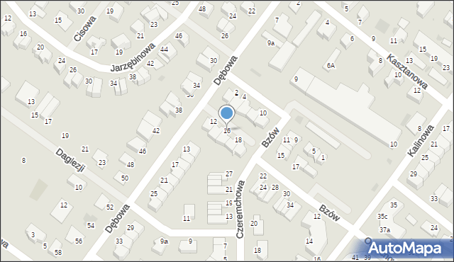 Koszalin, Bzów, 16, mapa Koszalina