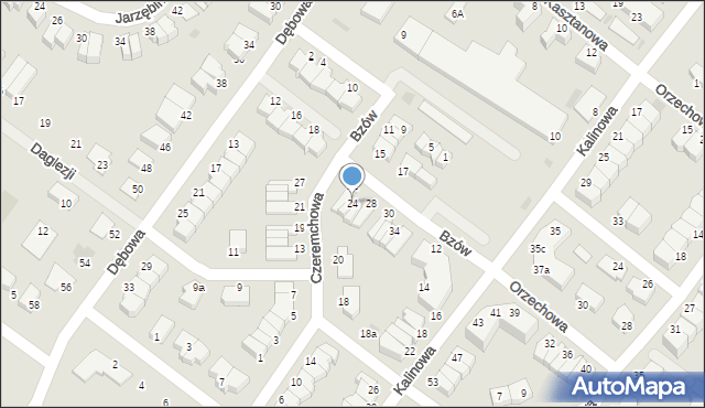 Koszalin, Bzów, 24, mapa Koszalina