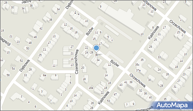 Koszalin, Bzów, 30, mapa Koszalina