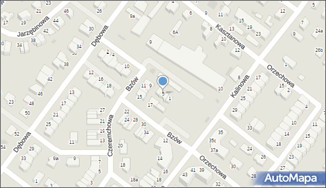 Koszalin, Bzów, 5, mapa Koszalina