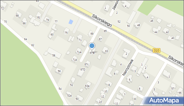 Psarskie, Bzowa, 67B, mapa Psarskie