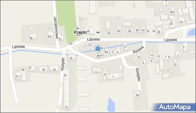 Rzeplin, Bzowa, 25, mapa Rzeplin