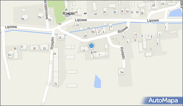 Rzeplin, Bzowa, 9, mapa Rzeplin