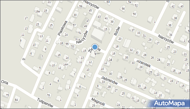 Tychy, Bzów, 9, mapa Tychów