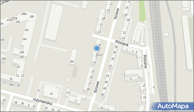 Wrocław, Bzowa, 27, mapa Wrocławia