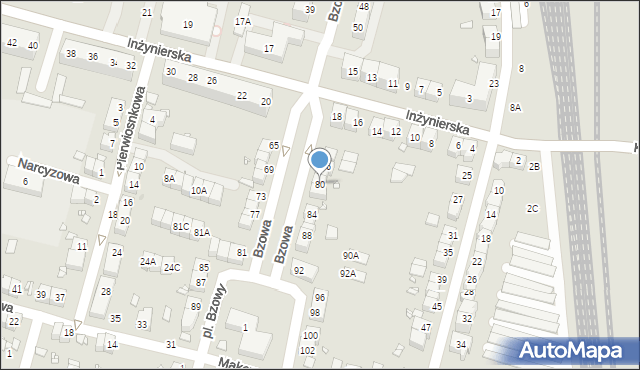 Wrocław, Bzowa, 80, mapa Wrocławia