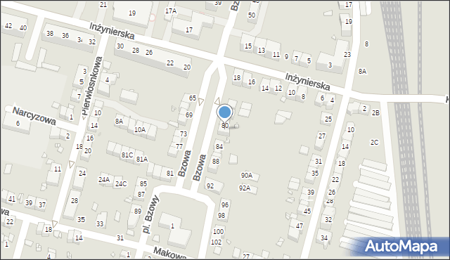 Wrocław, Bzowa, 82, mapa Wrocławia