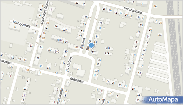 Wrocław, Bzowa, 92/94, mapa Wrocławia