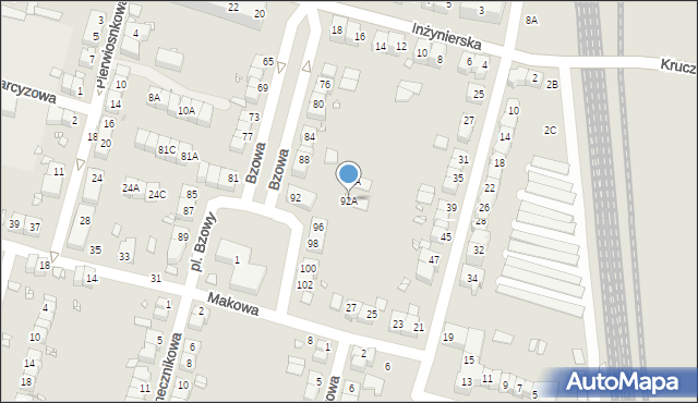 Wrocław, Bzowa, 92A, mapa Wrocławia
