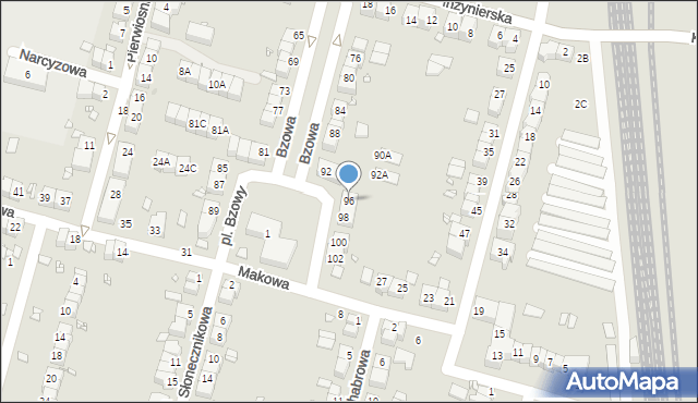 Wrocław, Bzowa, 96, mapa Wrocławia