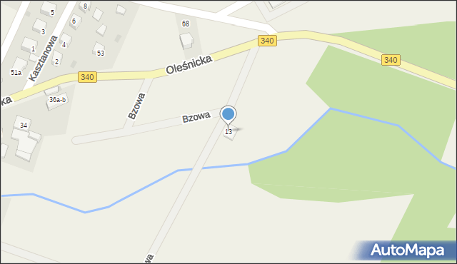 Zawonia, Bzowa, 13, mapa Zawonia