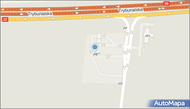 Piotrków Trybunalski, Cała, 45E, mapa Piotrków Trybunalski