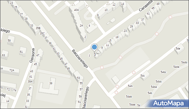 Wrocław, Canaletta Bernarda Belotta, 3, mapa Wrocławia