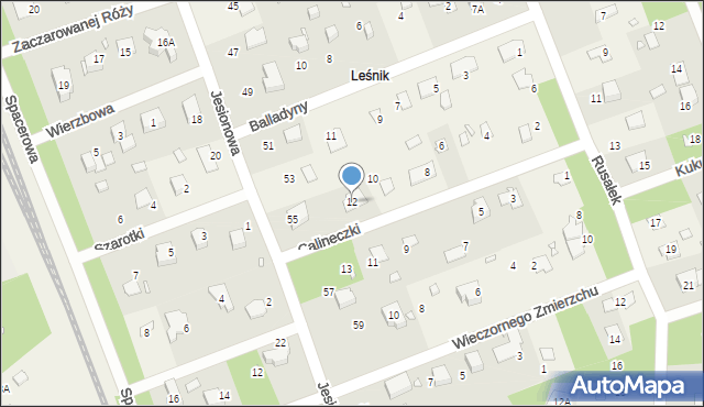 Zalesie Górne, Calineczki, 12, mapa Zalesie Górne