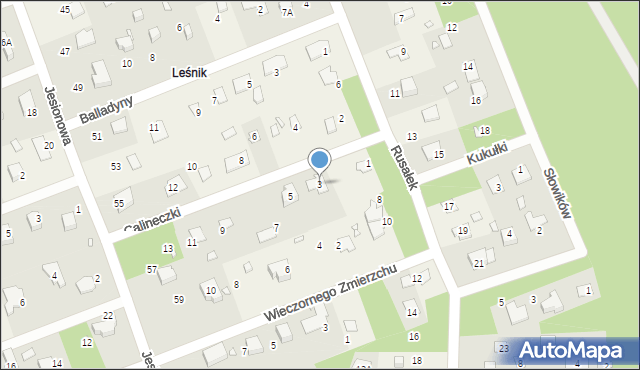 Zalesie Górne, Calineczki, 3, mapa Zalesie Górne