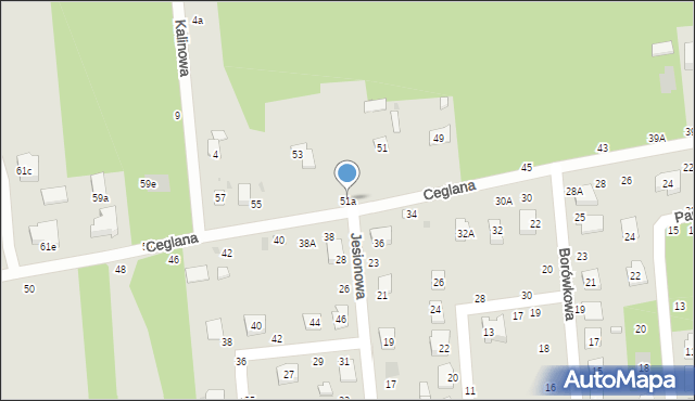Biała Podlaska, Ceglana, 51a, mapa Białej Podlaskiej