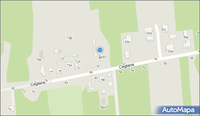 Biała Podlaska, Ceglana, 65, mapa Białej Podlaskiej