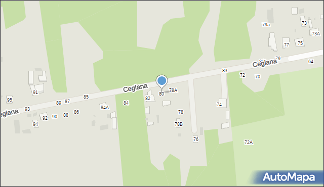 Biała Podlaska, Ceglana, 80, mapa Białej Podlaskiej