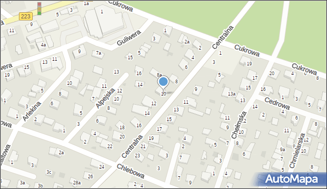 Białe Błota, Centralna, 10, mapa Białe Błota