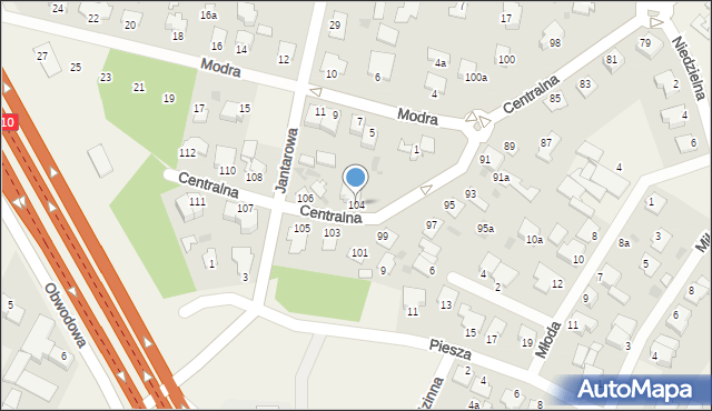 Białe Błota, Centralna, 104, mapa Białe Błota