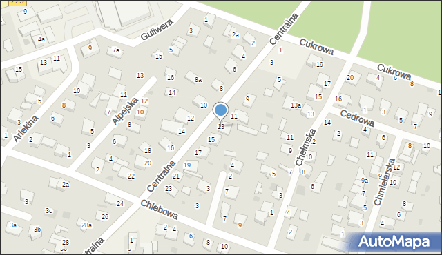 Białe Błota, Centralna, 13, mapa Białe Błota