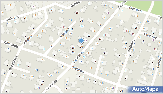 Białe Błota, Centralna, 16, mapa Białe Błota