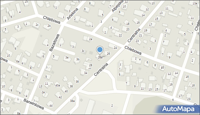 Białe Błota, Centralna, 28a, mapa Białe Błota