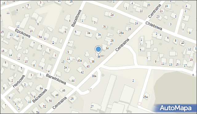 Białe Błota, Centralna, 36, mapa Białe Błota