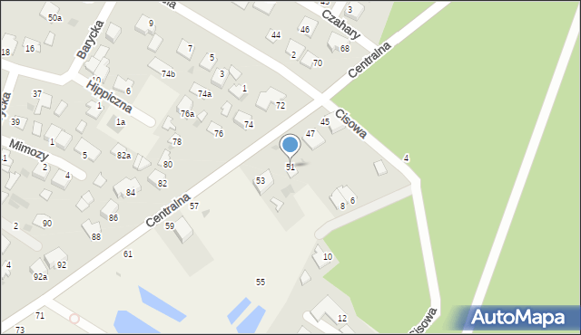 Białe Błota, Centralna, 51, mapa Białe Błota